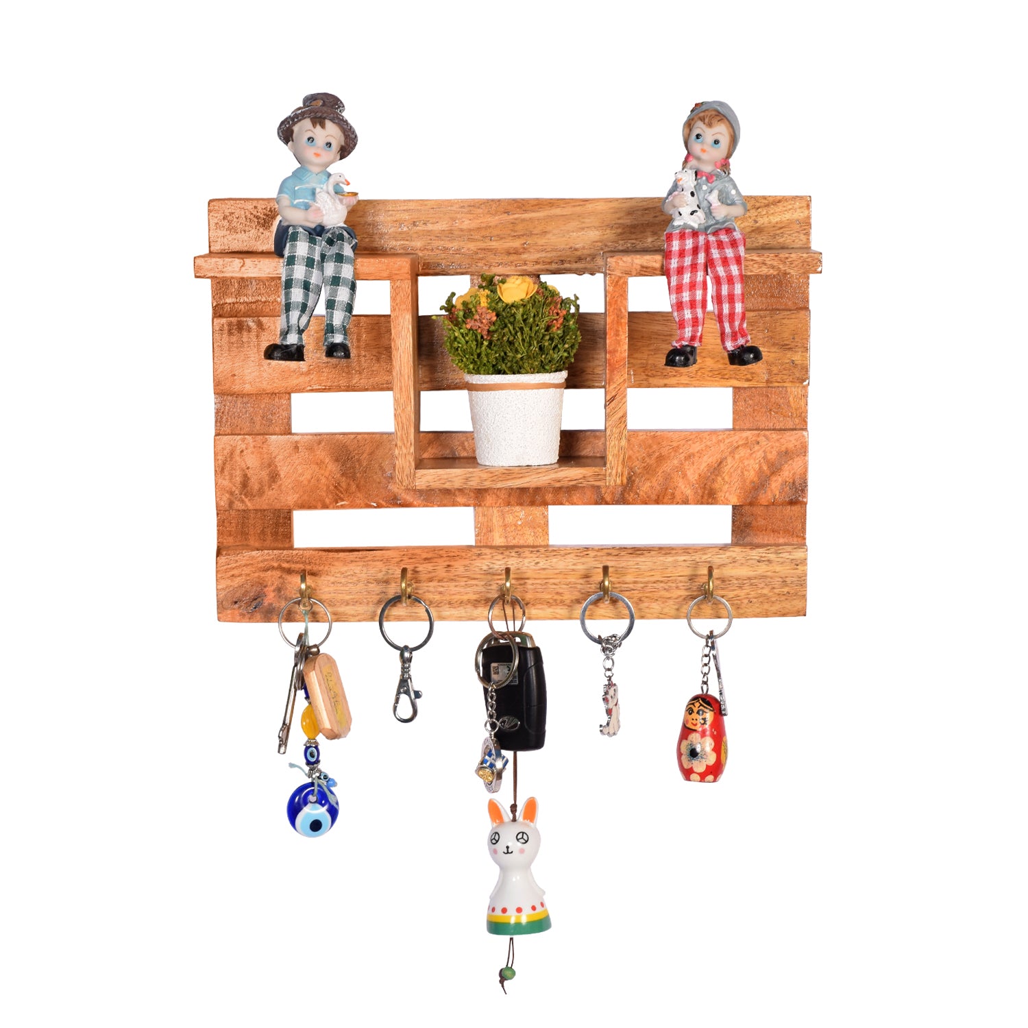 The Weaver s Nest Wooden Wall Mounted Key Holder and Organizer with Sh The Weavers Nest