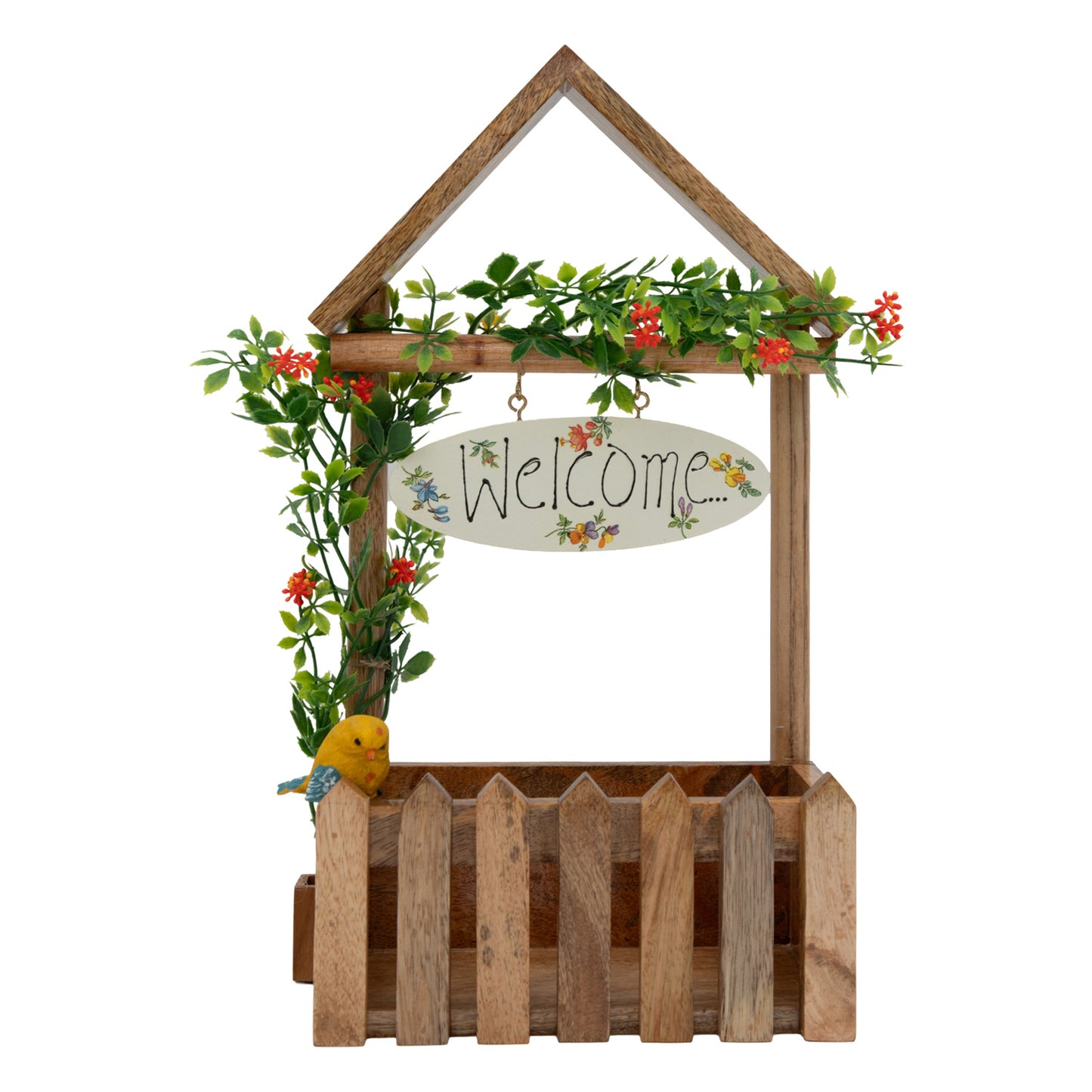 The Weaver's Nest Wooden Welcome Fence Planter