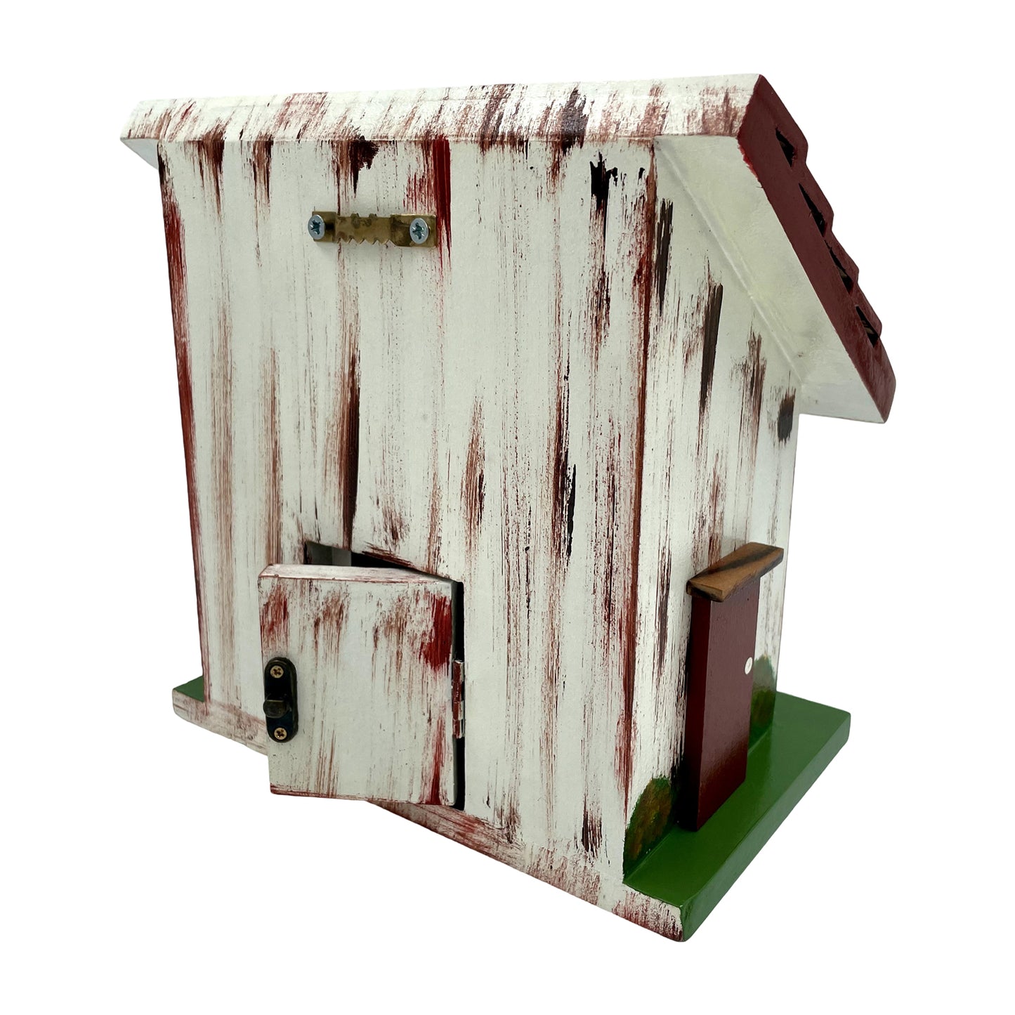 Hand Painted Slanting Teak Roof Bird House