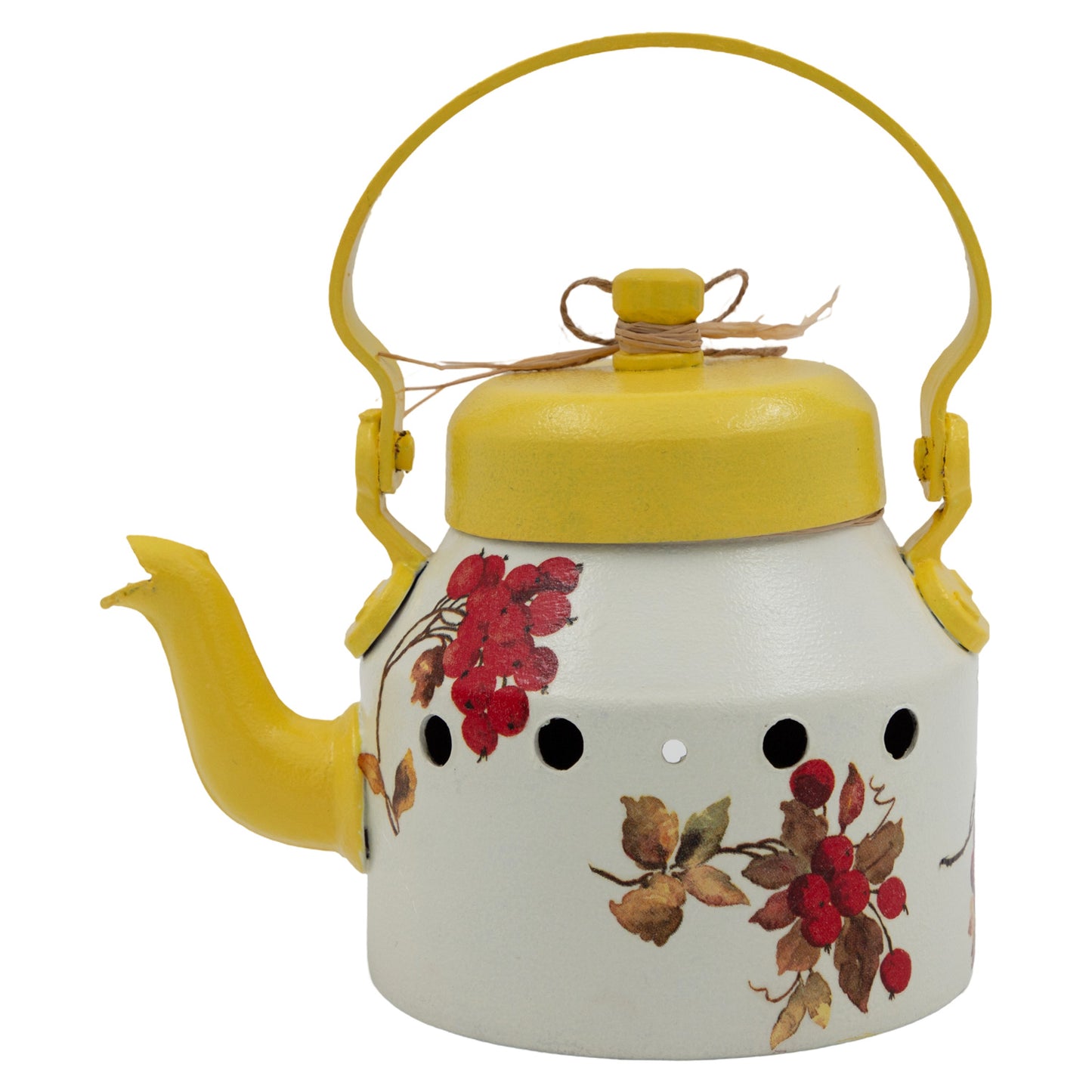 The Weaver's Nest Tea Pot / Kettle Shaped Yellow Hanging Bird House