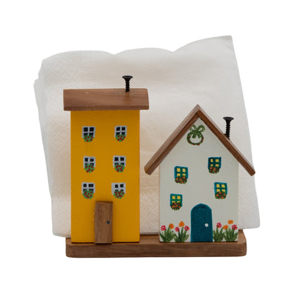 The Weaver's Nest Colorful Houses Napkin Holder