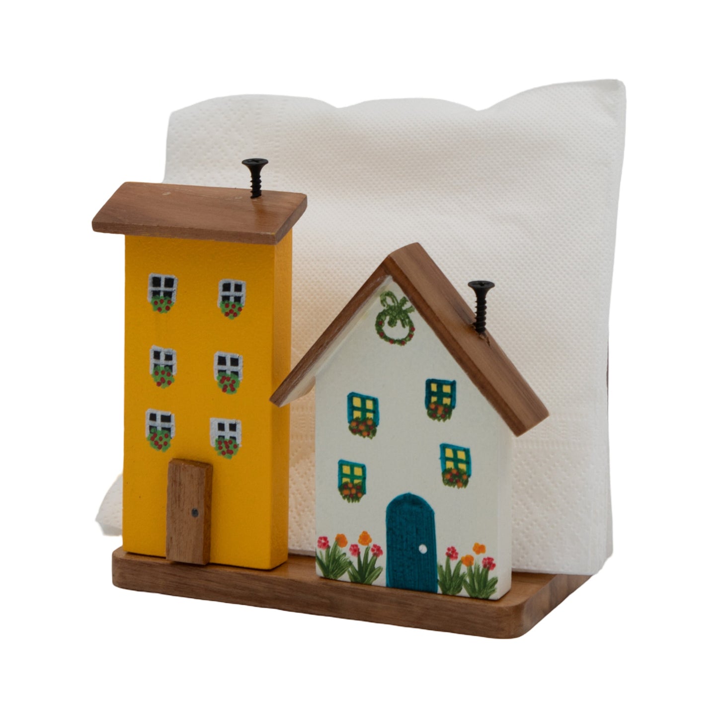 The Weaver's Nest Colorful Houses Napkin Holder