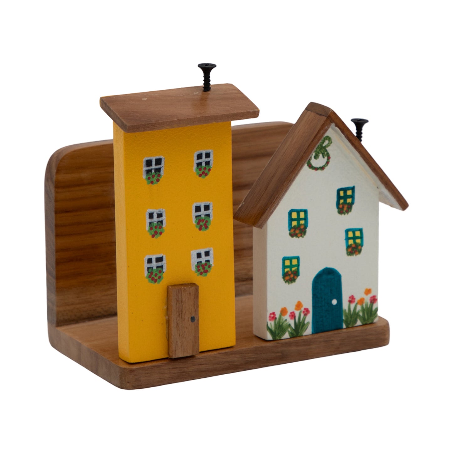 The Weaver's Nest Colorful Houses Napkin Holder