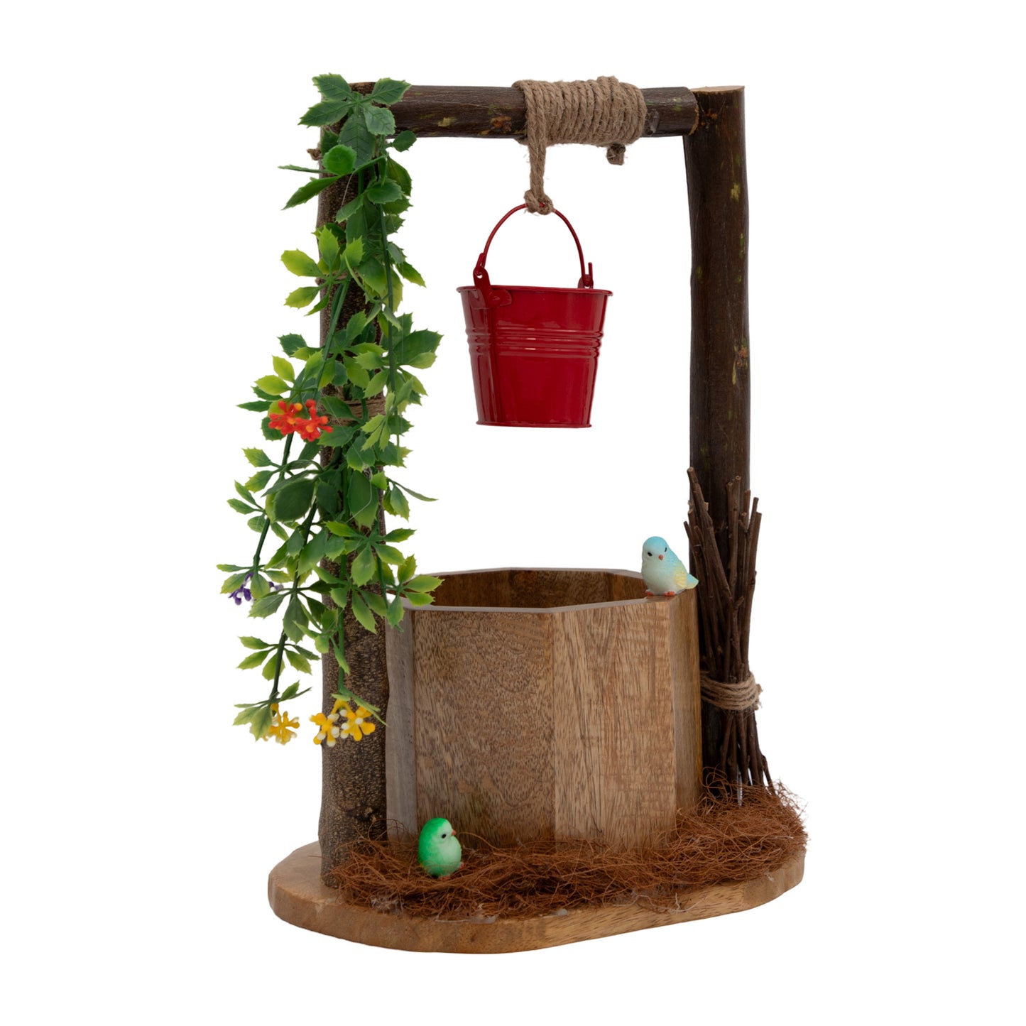 Wishing Well Planter with Floral Vine