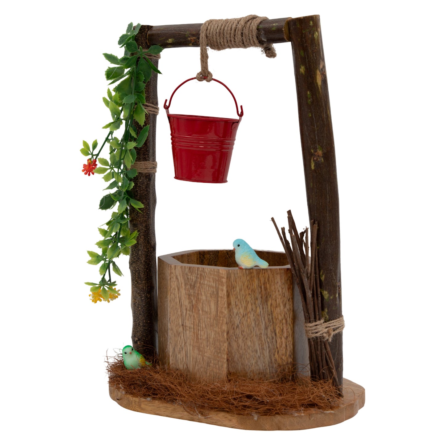 Wishing Well Planter with Floral Vine