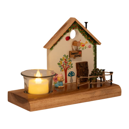 Vintage Wooden White Cottage House Tea Light / Candle Decor