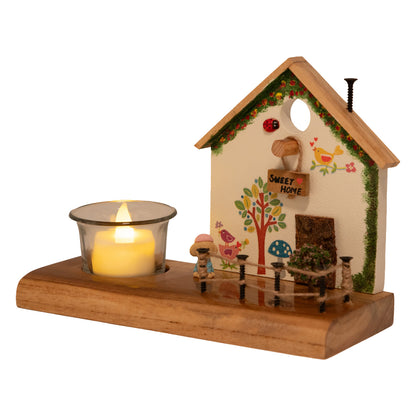 Vintage Wooden White Cottage House Tea Light / Candle Decor