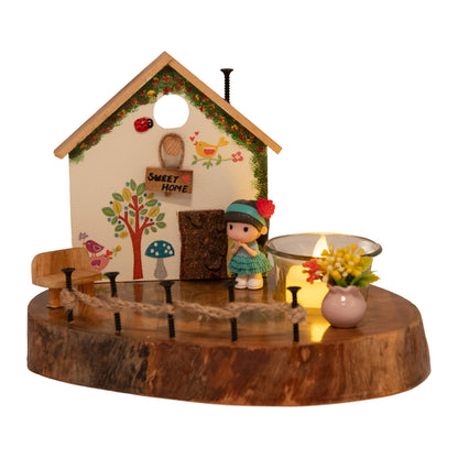 Vintage Wooden House T Light / Candle Décor