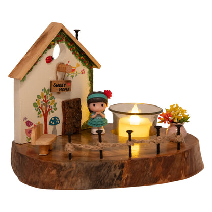 Vintage Wooden House T Light / Candle Décor