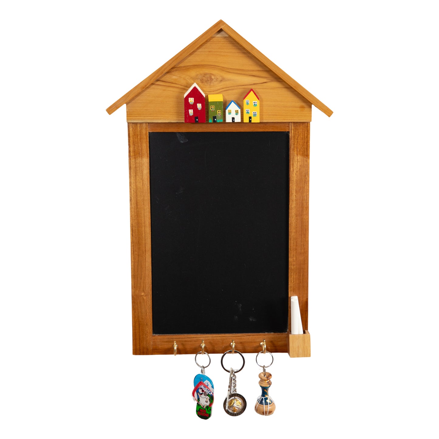 Wooden Wall Hanging Chalkboard with Key Holder