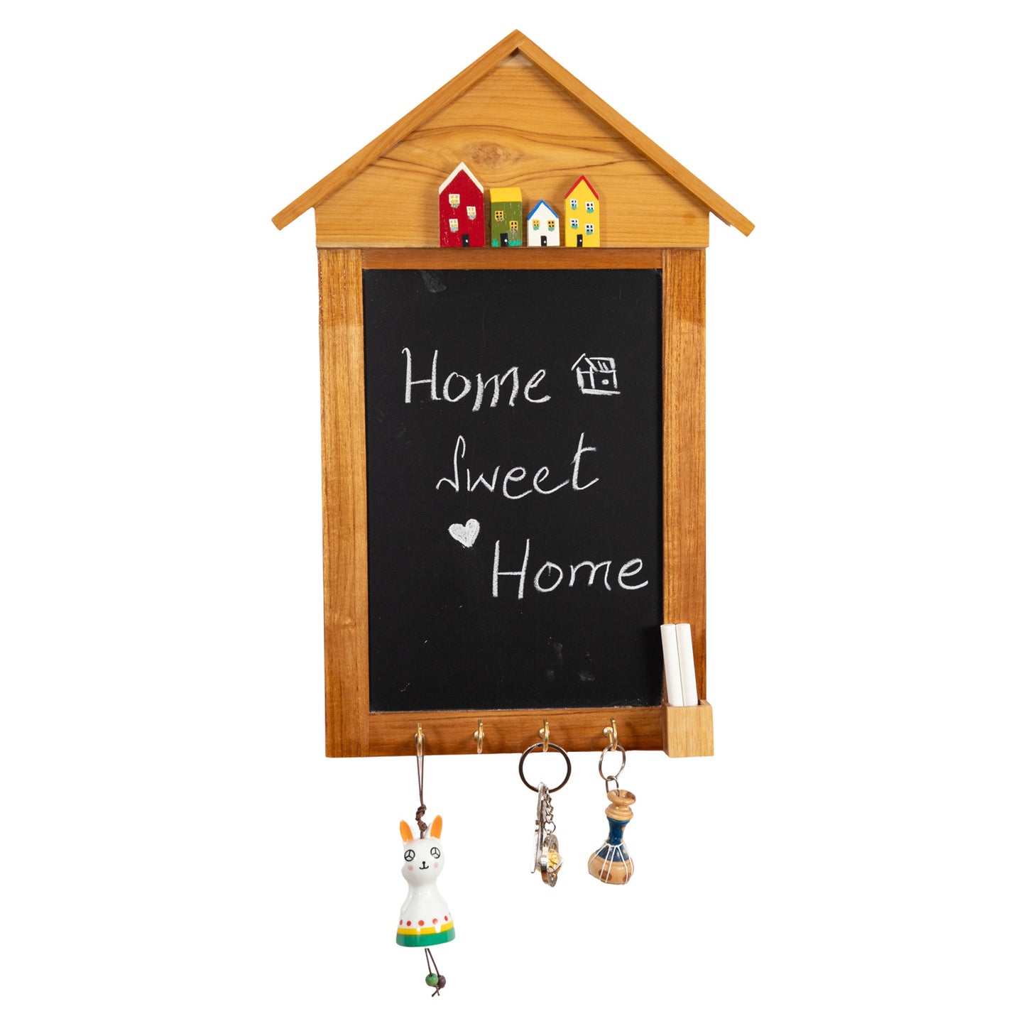 Wooden Wall Hanging Chalkboard with Key Holder