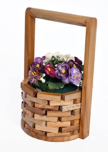 Wishing Well Basket Wooden Flower Box Organizer Storage 
