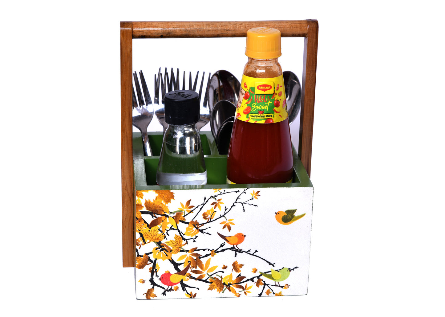 The Weaver's Nest Spoon Stand Cutlery Holder and Table Organizer with Storage for Kitchen and Dining Table