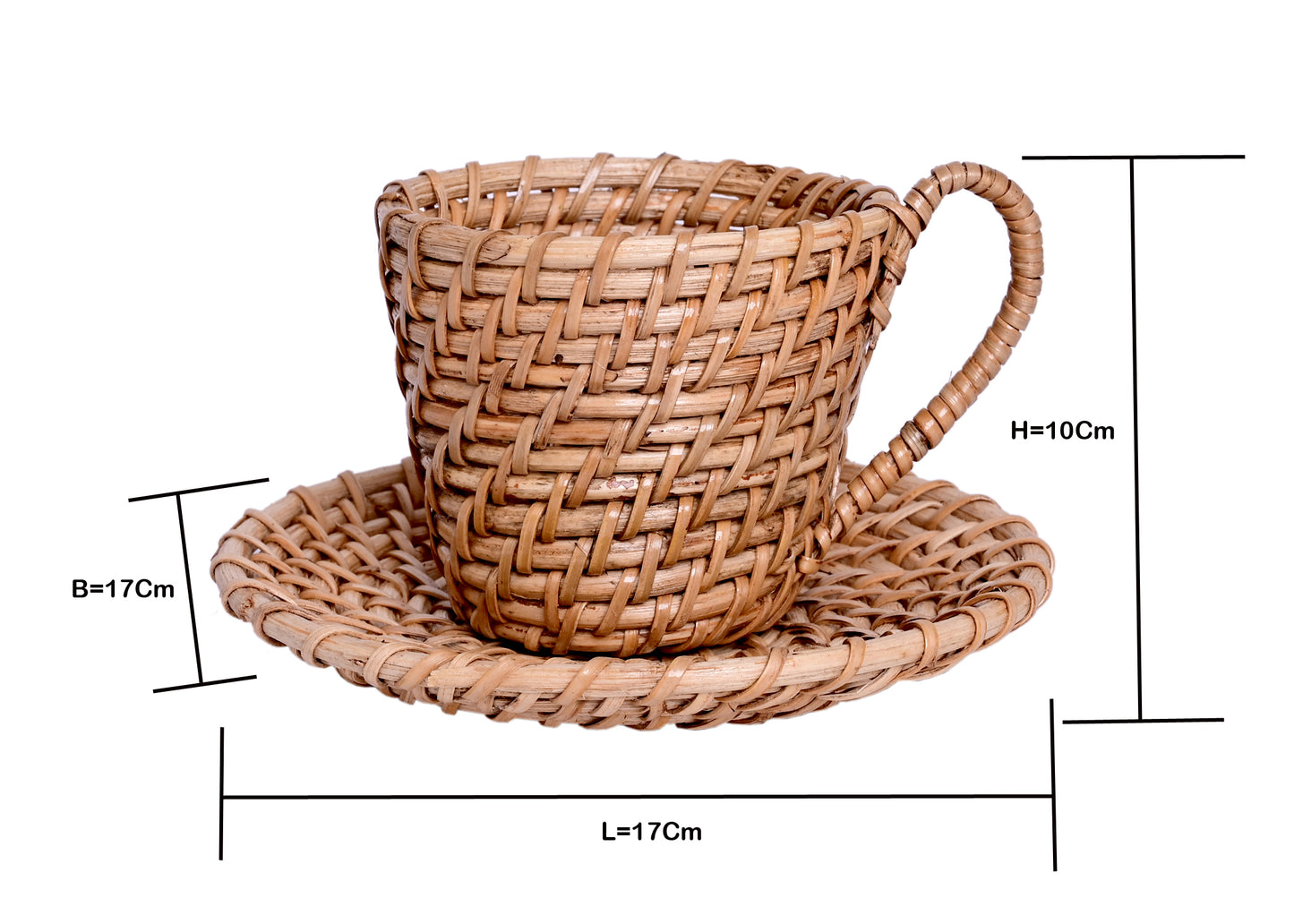 The Weaver's Nest Handmade Natural Cane Kettle Shaped Planter- Plant Stand, Plants Holder Pot for Home, Table Tops, Offices, Restaurants, Garden, Cafe, Balcony, Living Room (Brown, 25 X 18 X 12 cm)